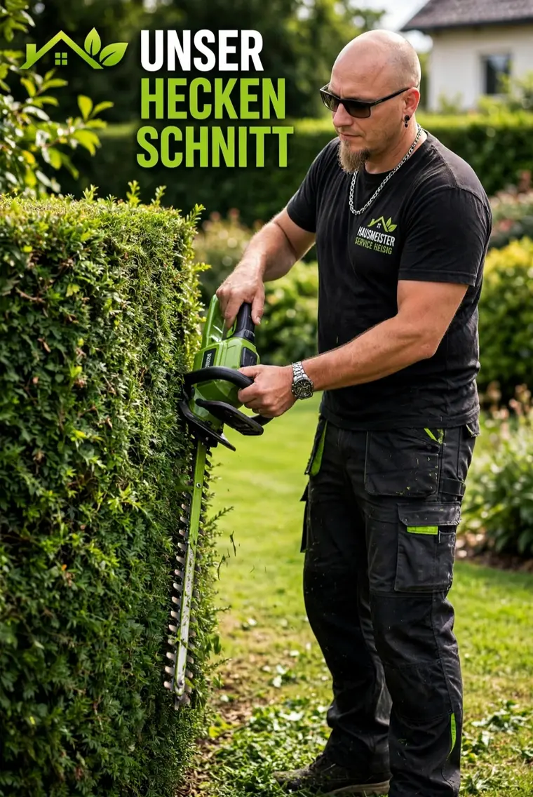 Heckenschnitt mit der Heckenschere im Garten