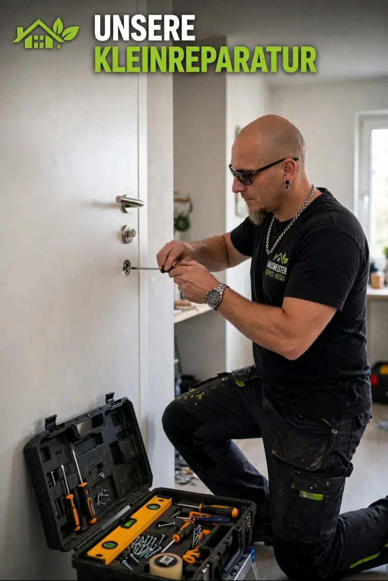Kleinreparatur an einem Türschloss mit Werkzeugkoffer