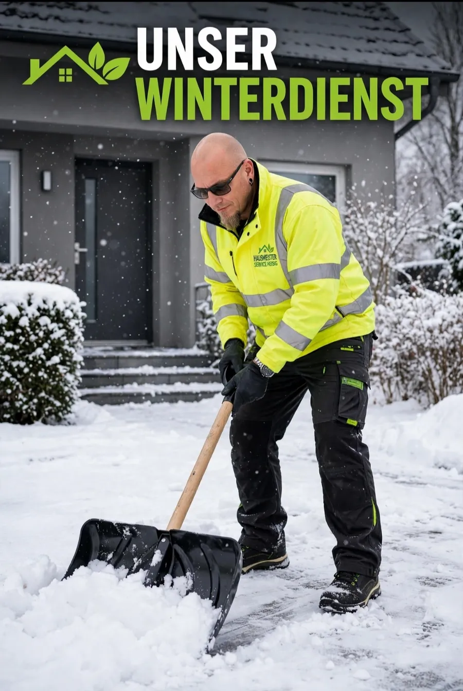 Winterdienst: Schneeräumen vor einem Hauseingang